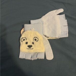 Polar Bear Mittens - Light Blue